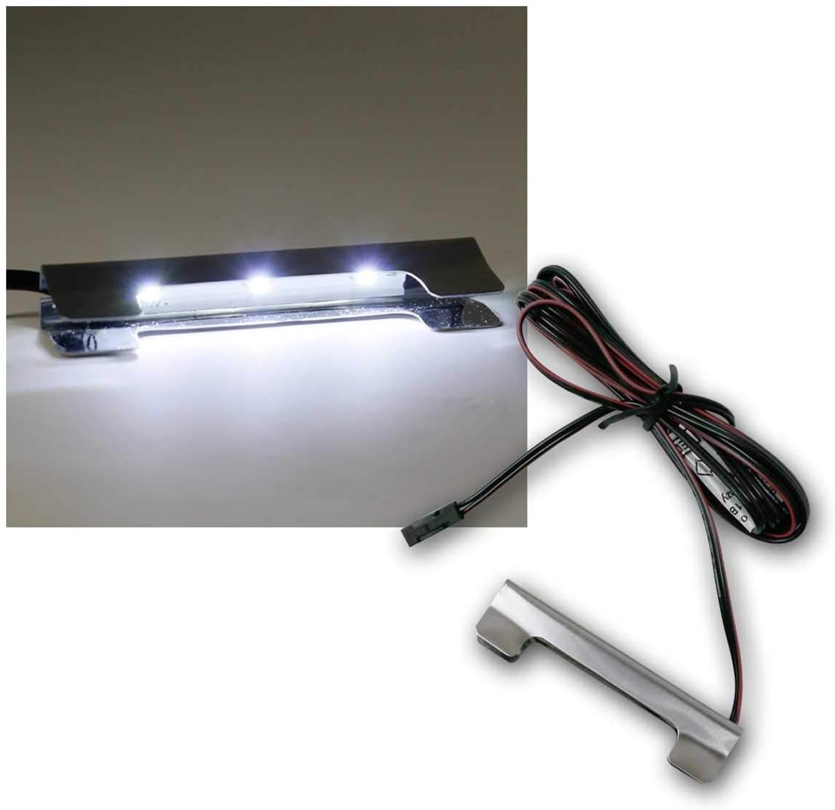 Clip glasvloerverlichting, cool white, 12V, 2m aansluitkabel met miniplug