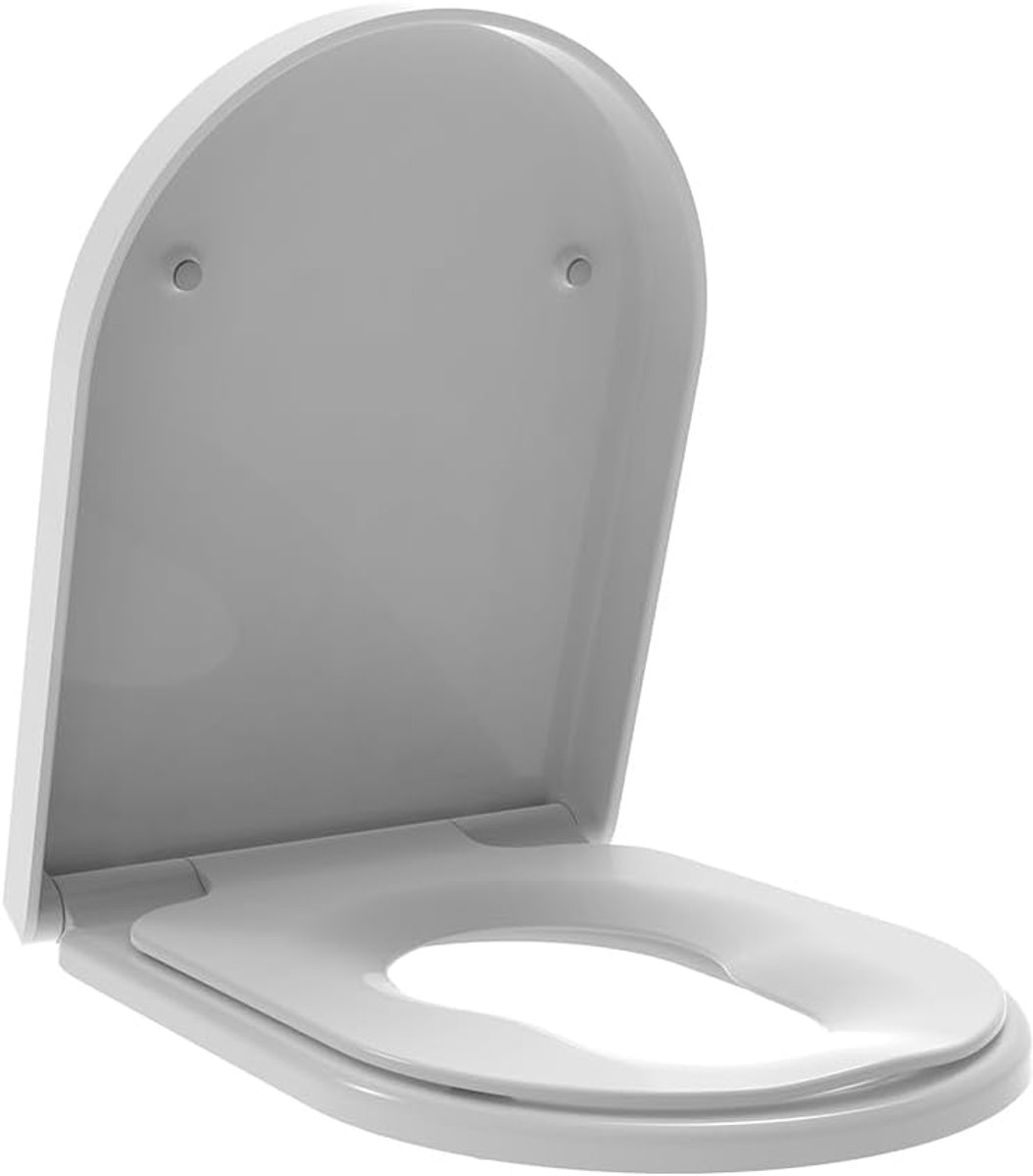 Duroplast WC-bril voor gezinnen met kinderen, softclosemechanisme, afneembaar voor reiniging (D-vorm met groot kinderzitje)