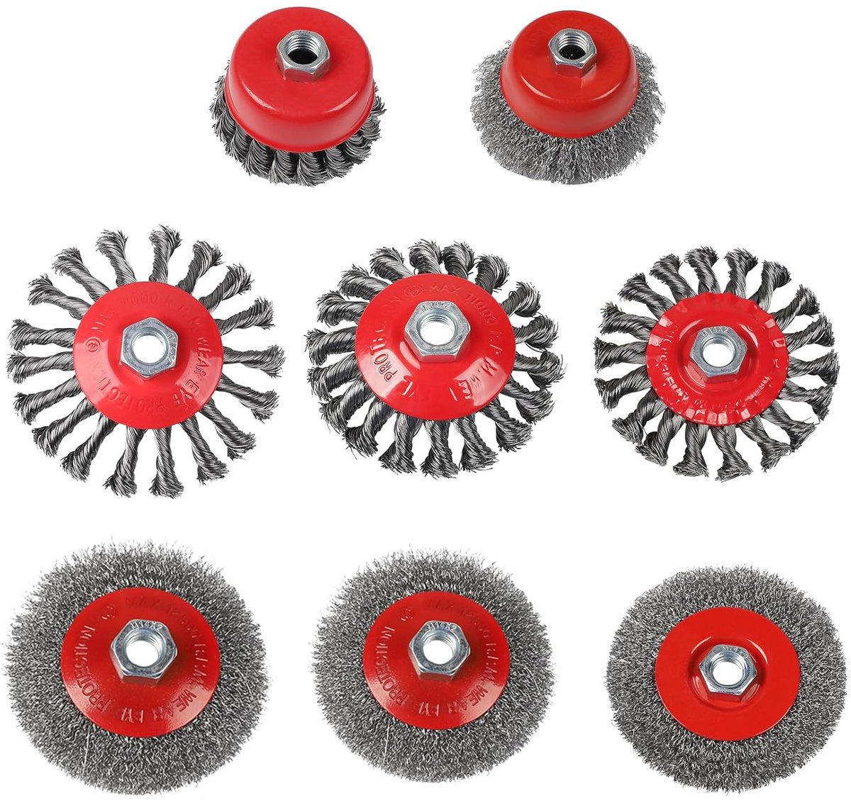 8 stuks metalen borstel voor haakse slijper metalen borstel M14 diameter 75/100/115 mm borstel voor boormachine stalen borstel voor slijpmachine voor het verwijderen van roest en lak