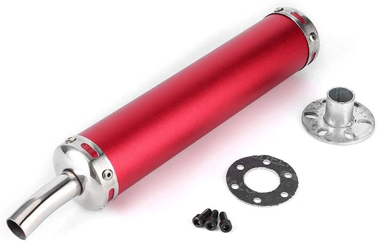Uitlaat Geluiddemper, 20mm/0.8in Uitlaatdemper Gemodificeerde Onderdelen voor 2 Takt Motorfiets (Rood)