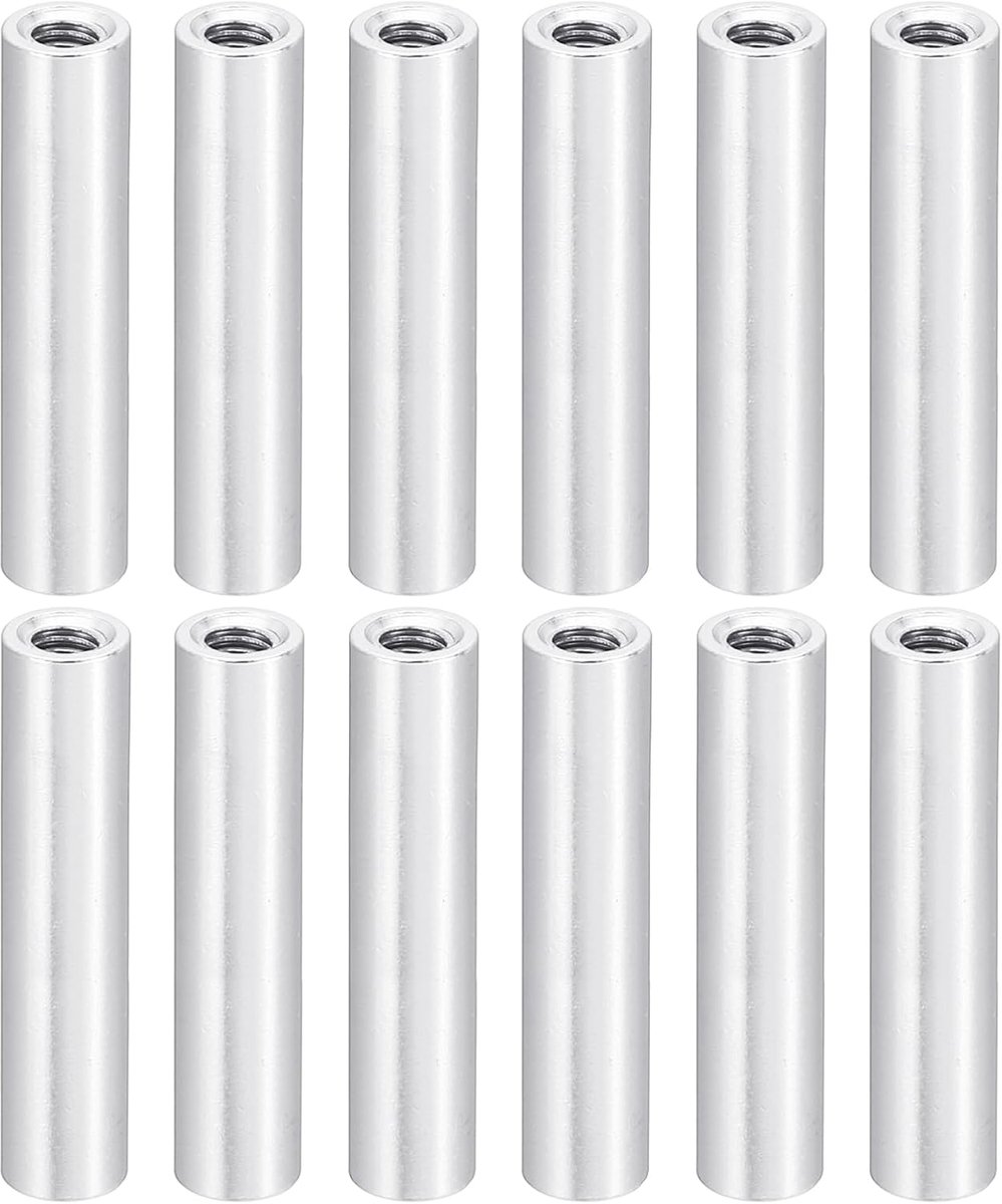 12 stuks M3 metalen draadbussen, ronde aluminium afstandhouders, vrouwelijke koppelingsschroeven, 3x5x26mm, zilverkleurig