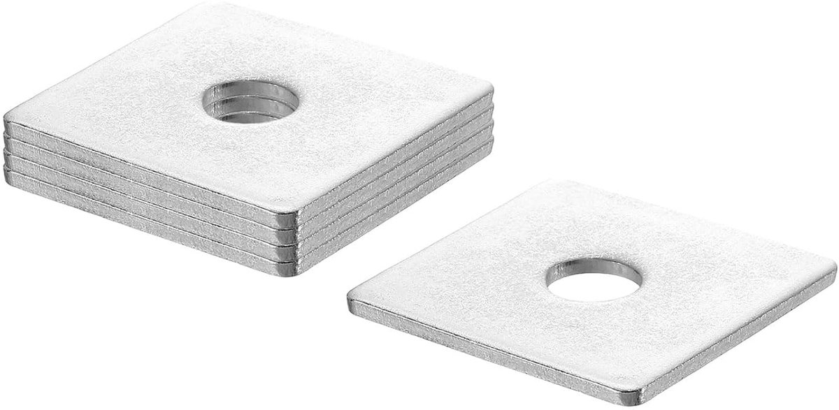 Vierkante sluitringen, M12 x 50 x 50 x 2 mm, 304 roestvrij staal, afdichtringen, zilverwit, vierkante schijven, platte sluitringen voor schroeven, moeren, schroefdraadstang
