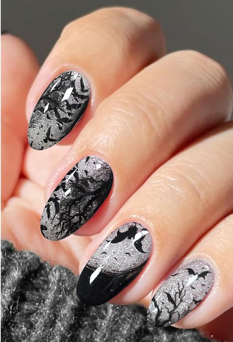 Nail art stickers - Halloween vleermuisdesign - zelfklevend - 2 weken draagcomfort - ShopVlot