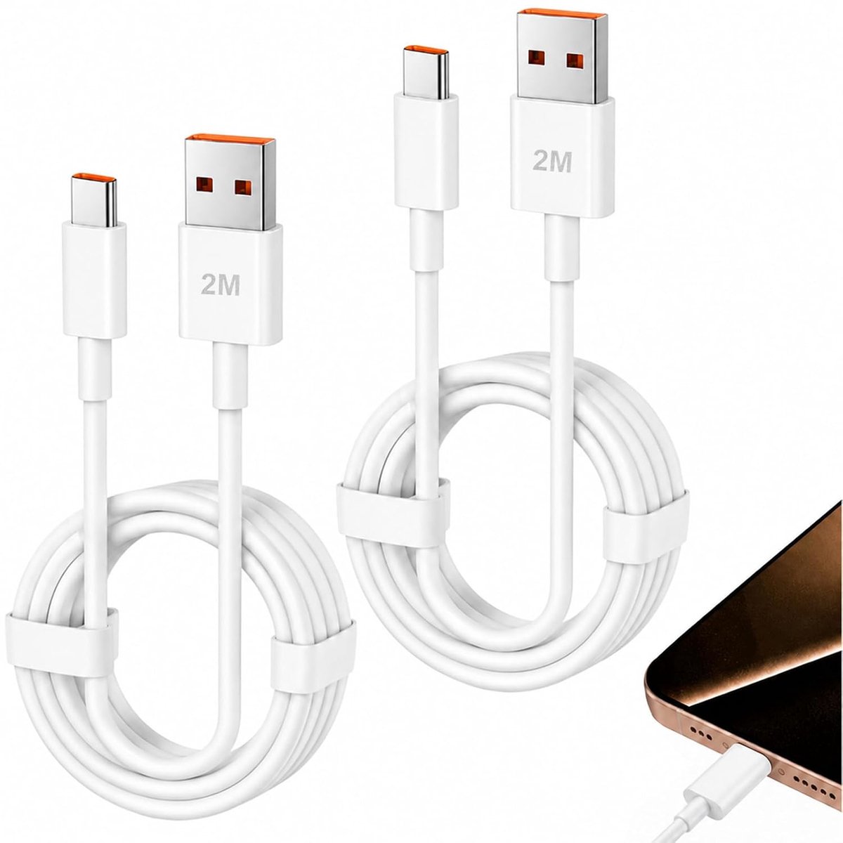 Oplaadkabel 2M 120W - Turbo USB-A naar USB-C - Compatibel met Xiaomi en POCO - Snelladen van apparaten - ShopVlot