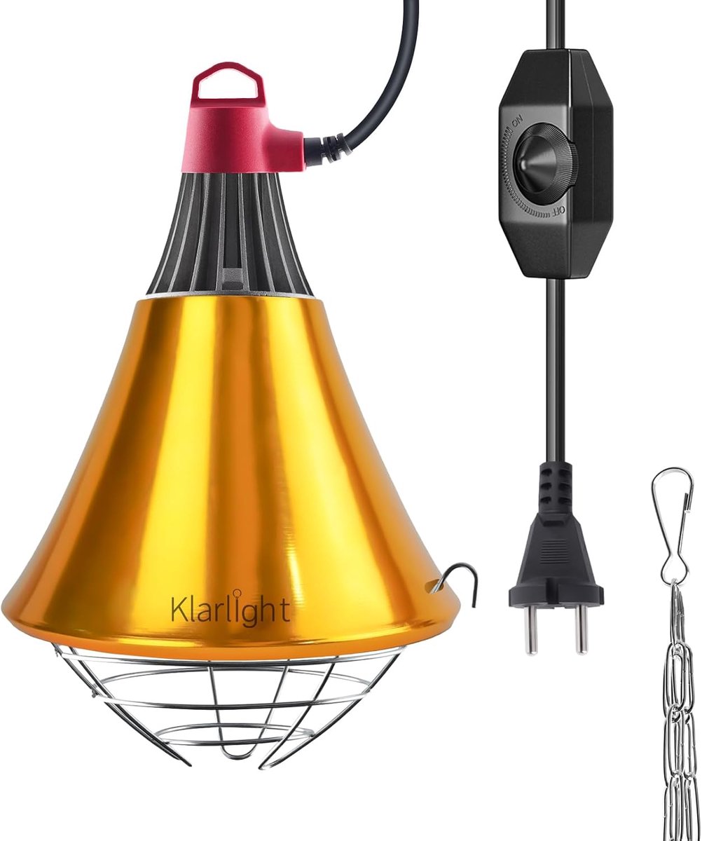 Infraroodverwarming E27 275W - Dimbare warmtelamp - Met 2 m kabel - Ideaal voor kippen en konijnen - ShopVlot