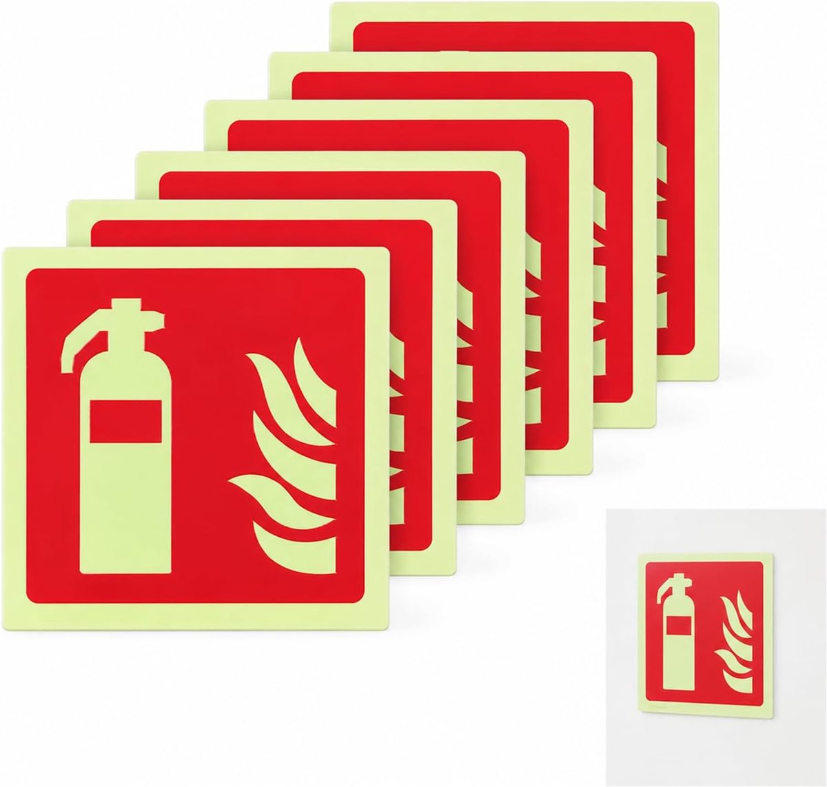 Brandblusser-borden 6 stuks - oplichtend pvc - weerbestendig - uniforme markering voor veiligheid - ShopVlot