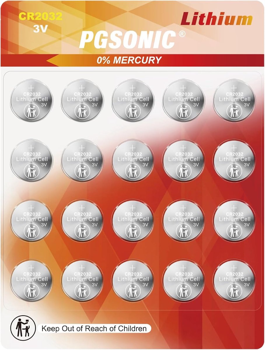 CR2032 3V lithium knoopcel - pack van 20 - betrouwbaar en lekvrij - ideaal voor afstandsbedieningen - ShopVlot