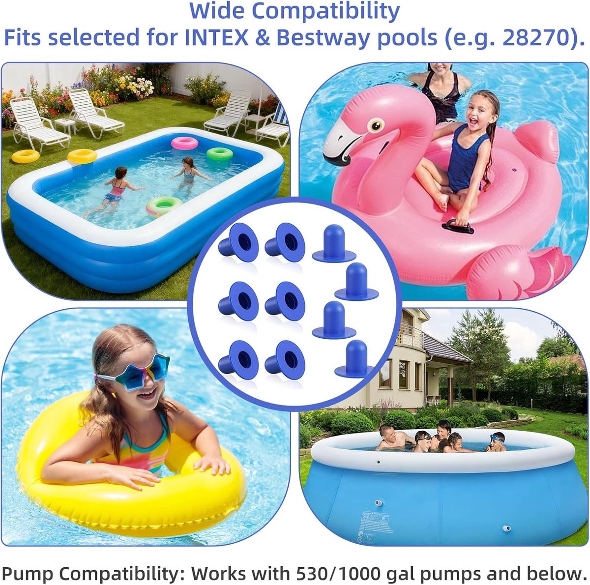 Poolstoppers set van 10 - vervangbare afdichtpluggen - voorkomt waterlekkage - geschikt voor Intex/Bestway - ShopVlot