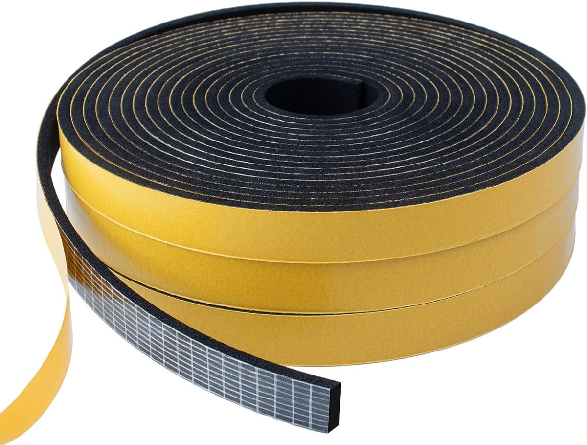 Sealing Tape Zelfklevend 12mm - Rubber Schuim - Geluidisolatie - Voor deuren en ramen - ShopVlot