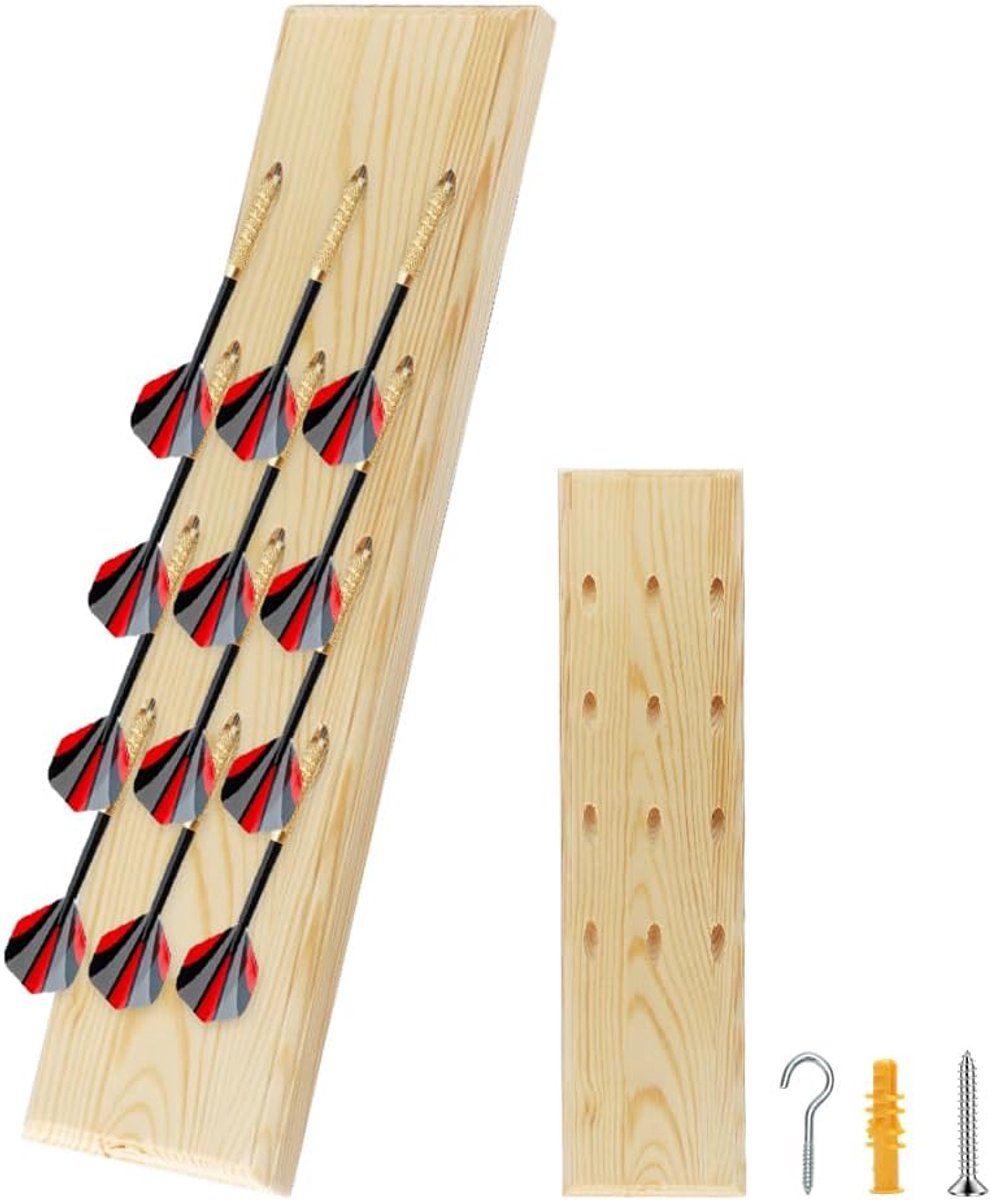 Dartpijlhouder voor 12 darts - houten wandmontage - natuurhoutkleur - perfect voor het opbergen van darts - ShopVlot