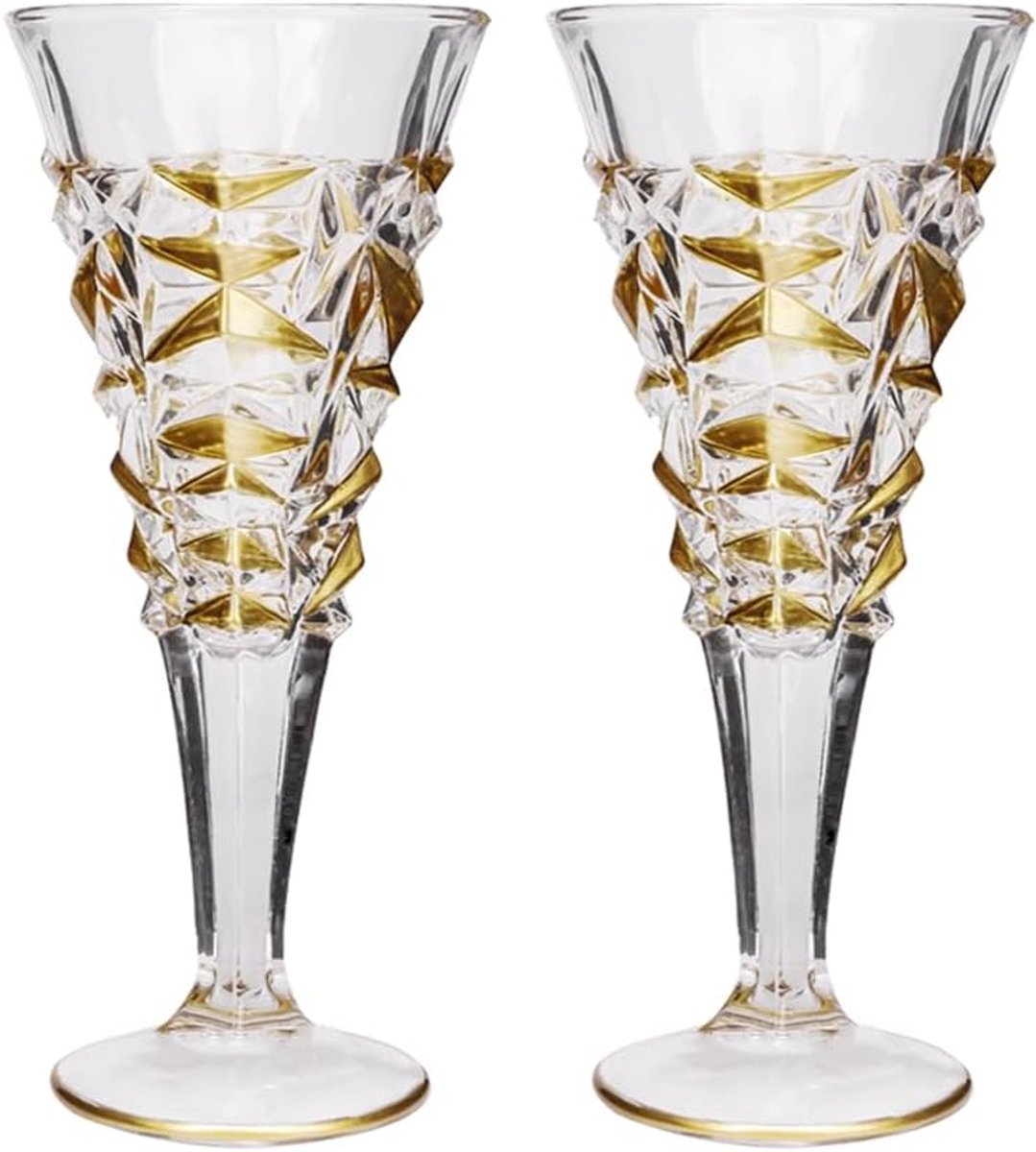 Champagnefluiten glazen set van 2 - handgeschilderd kristalglas - uniek cadeau voor Moederdag - ShopVlot