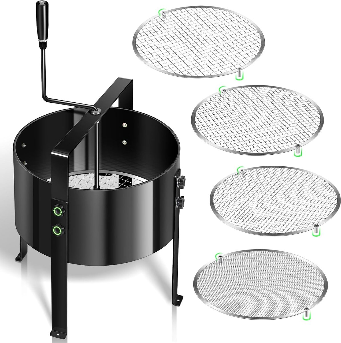 Tuinscherm 5-in-1 30 cm - metalen handzeef - 4 verwisselbare zeefinsluitingen - efficiënt zeven van grond en compost - ShopVlot