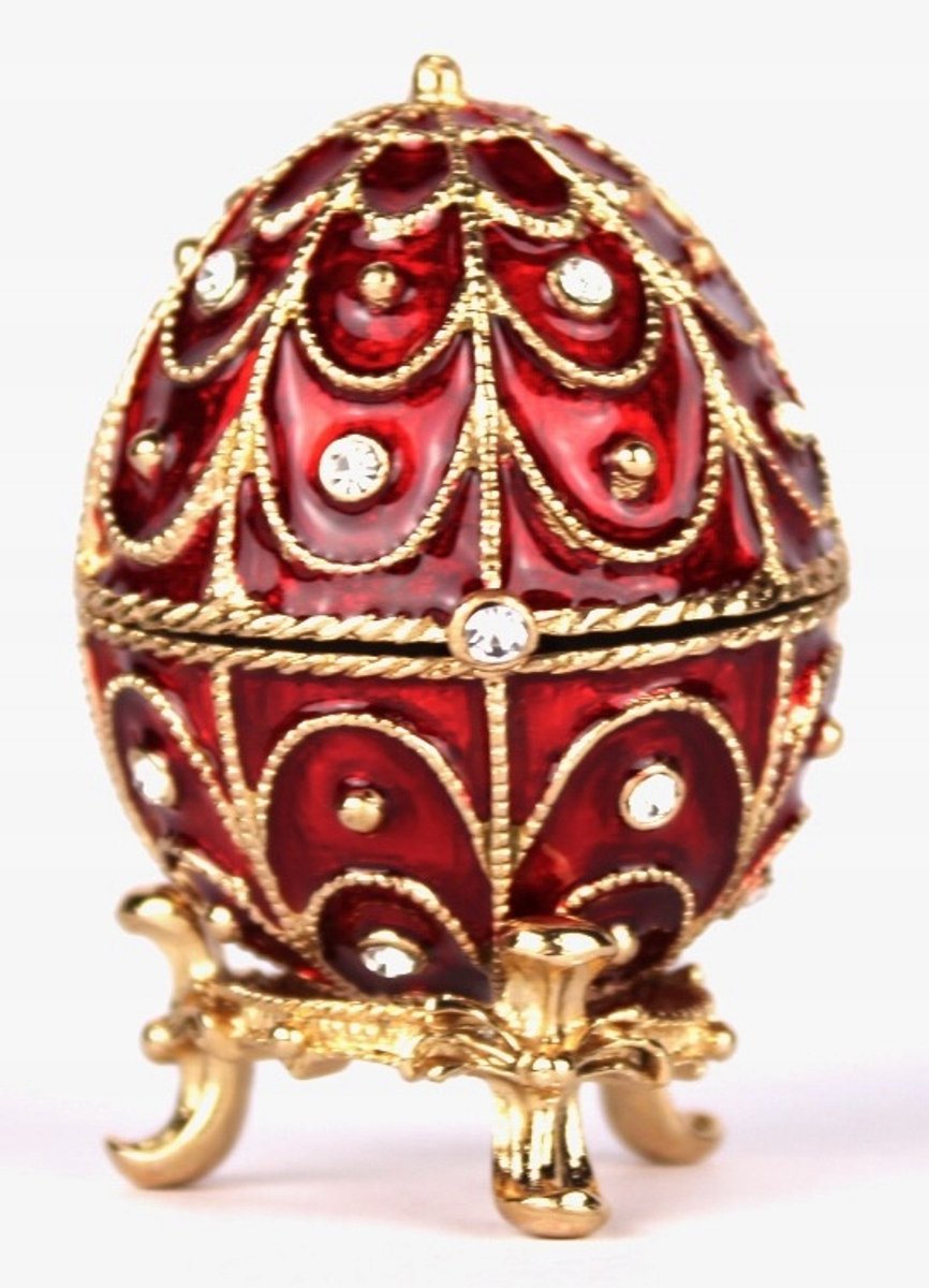 Faberge Sieradendoos Metaal Kristal Rood Goud