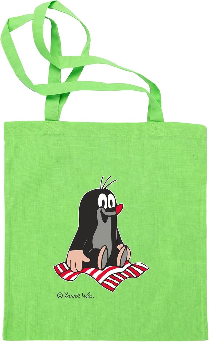 Shopper met Handvat 42 x 38 cm - Katoenen Tas - Original De Kleine Mol en Tapijt Groen - Ideaal voor Kinderen - ShopVlot