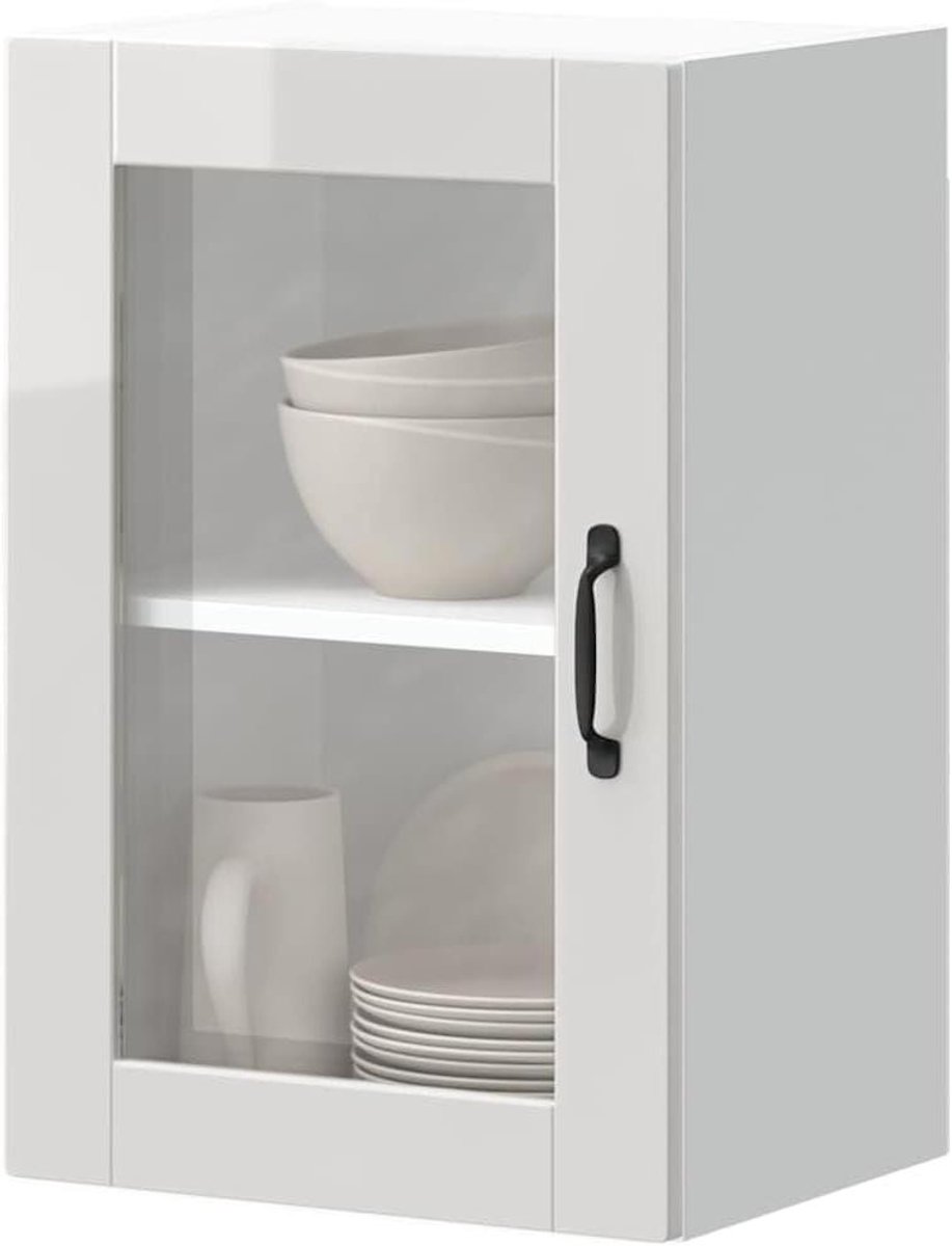 Keukenkast met glazen deur - Wandkast dressoir - Keuken opruimen - Hoogglans afwerking - 40 x 31 x 60 cm