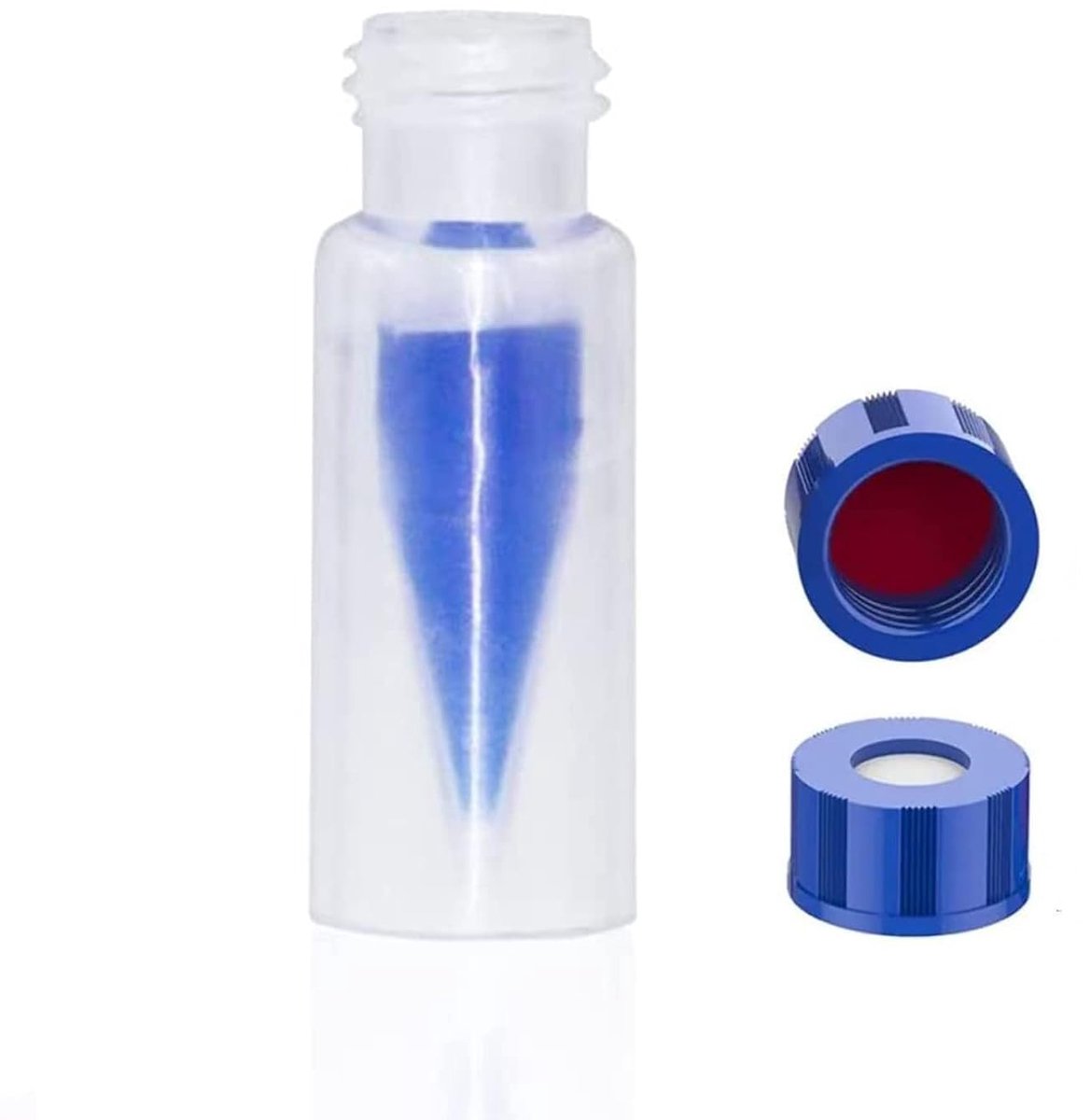 Autosampler vials 9mm - Polypropyleen met blauwe schroefdop - PTFE en rode siliconen septa - ShopVlot