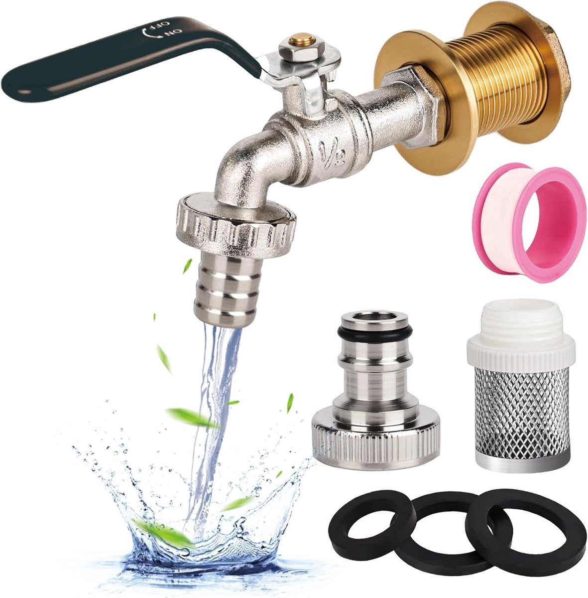 Kogelkraan 1/2 inch - messing - vorstbestendig - ideaal voor regenton en IBC tank - ShopVlot