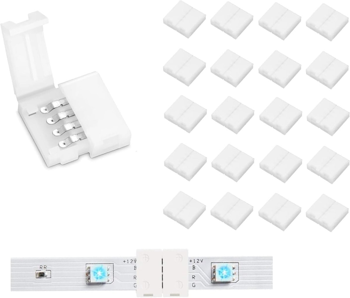 LED strip connector 4-polig 8 mm - ongewired - naadloos - eenvoudig uit te breiden - ShopVlot