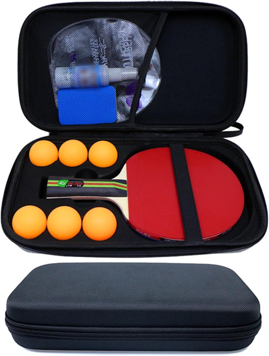 Tafeltennisbat hoes - zwart - voor 1 batje en 6 ballen - optimale bescherming en opslag - ShopVlot