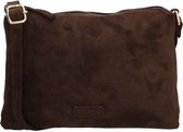 Beagles Chino Crossbodytas - Faux Suède - Schoudertas - Damestas - Compact Model - Ritssluiting - Verstelbare Schouderband - Donkerbruin