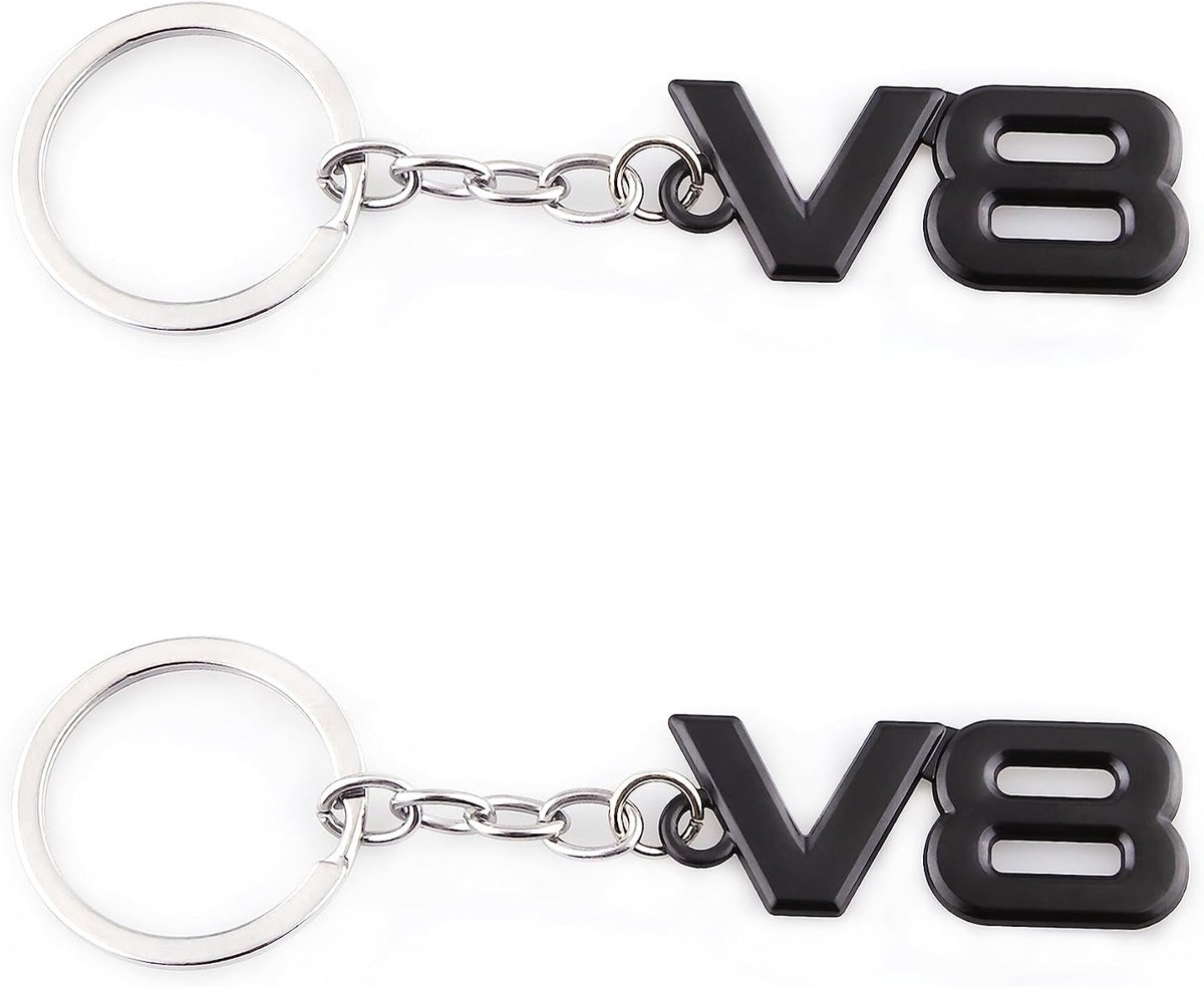 2Pcs Sleutelhanger V8 Embleem - Auto Decoratie - Badge Sticker - Unieke uitstraling - ShopVlot