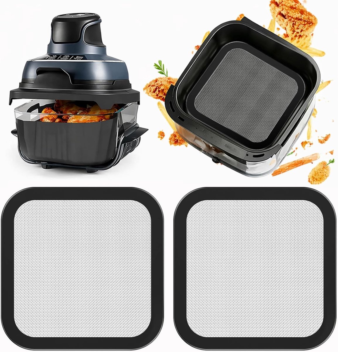 Spatbescherming Airfryer 8,5 l - roestvrij staal - fijnmazig - voorkomt vetspatten - ShopVlot