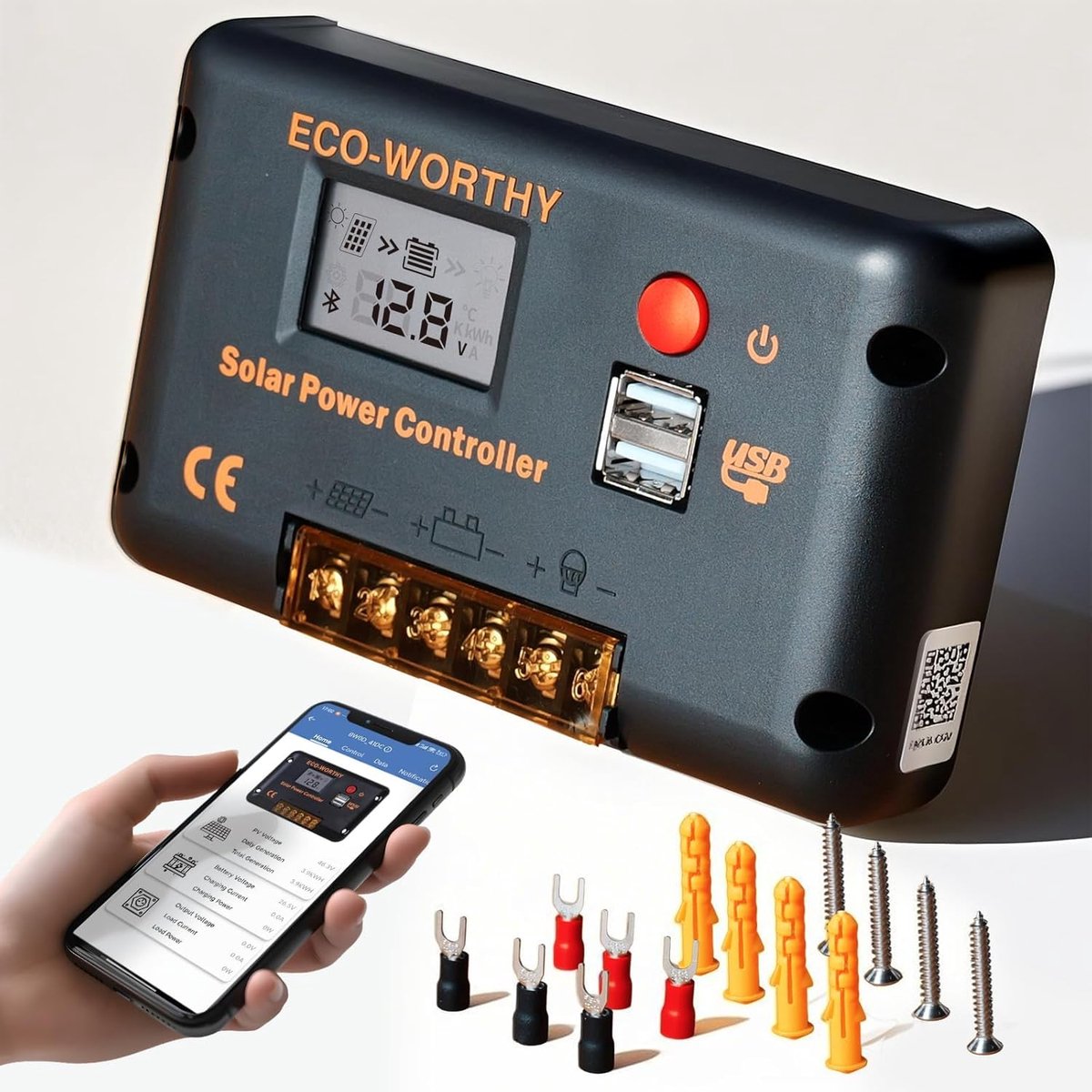 Zonne-energie laadregelaar 30A - PWM 12/24V - Bluetooth monitoring - Geschikt voor lithium en loodaccu's - ShopVlot