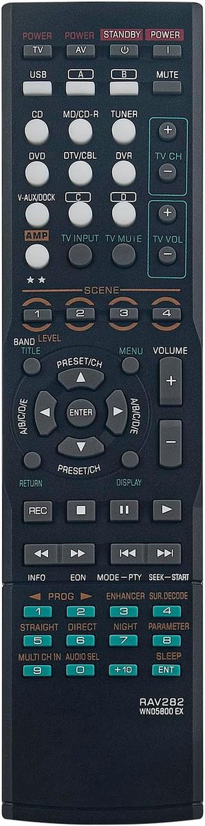 Vervangende afstandsbediening voor Yamaha 5.1 kanaal - RAV282-WN05800EX - makkelijk in gebruik - direct operationeel - ShopVlot