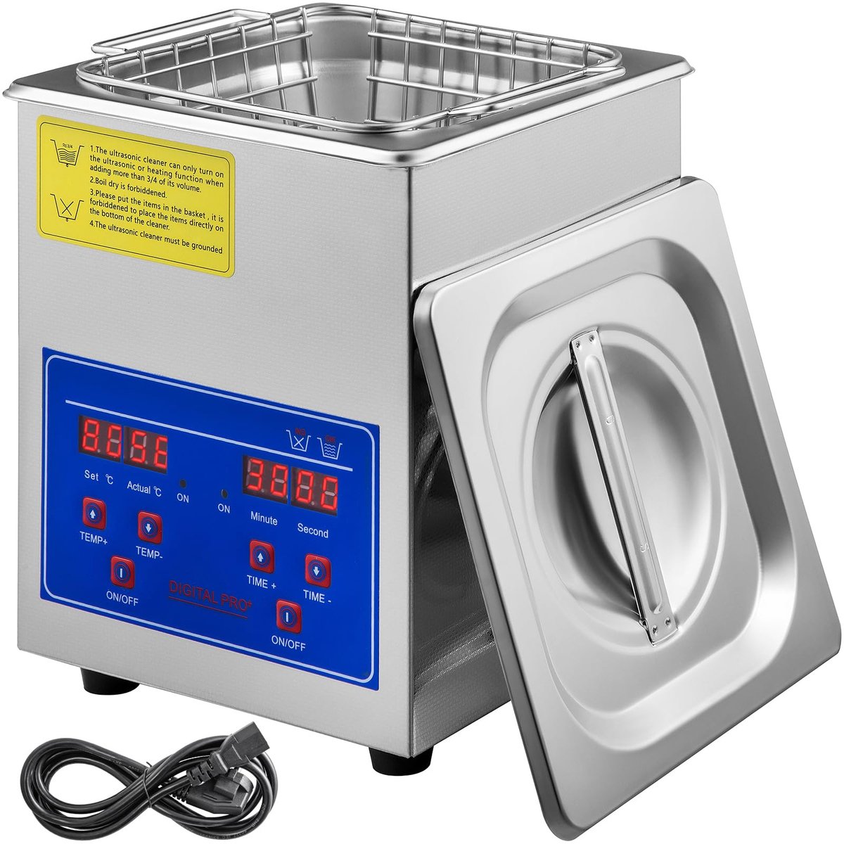 Ultrasone reiniger 2 l - roestvrij staal - digitale verwarmingstimer - voor brillen en sieraden - ShopVlot