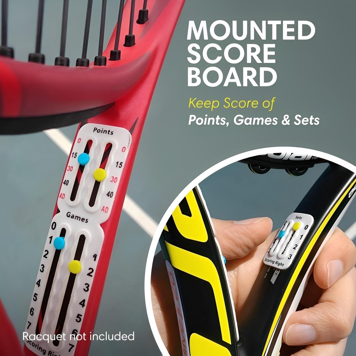 Draagbare tennis en padel puntenteller - eenvoudig te monteren scorebord - ITF-conform en licht - ShopVlot