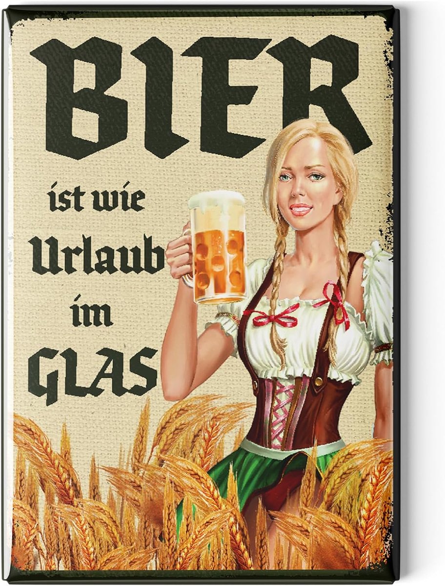 Fridge magnets grappig 8x5,5 cm - retro ontwerp - leuke spreuken - perfect cadeau voor bierliefhebbers - ShopVlot
