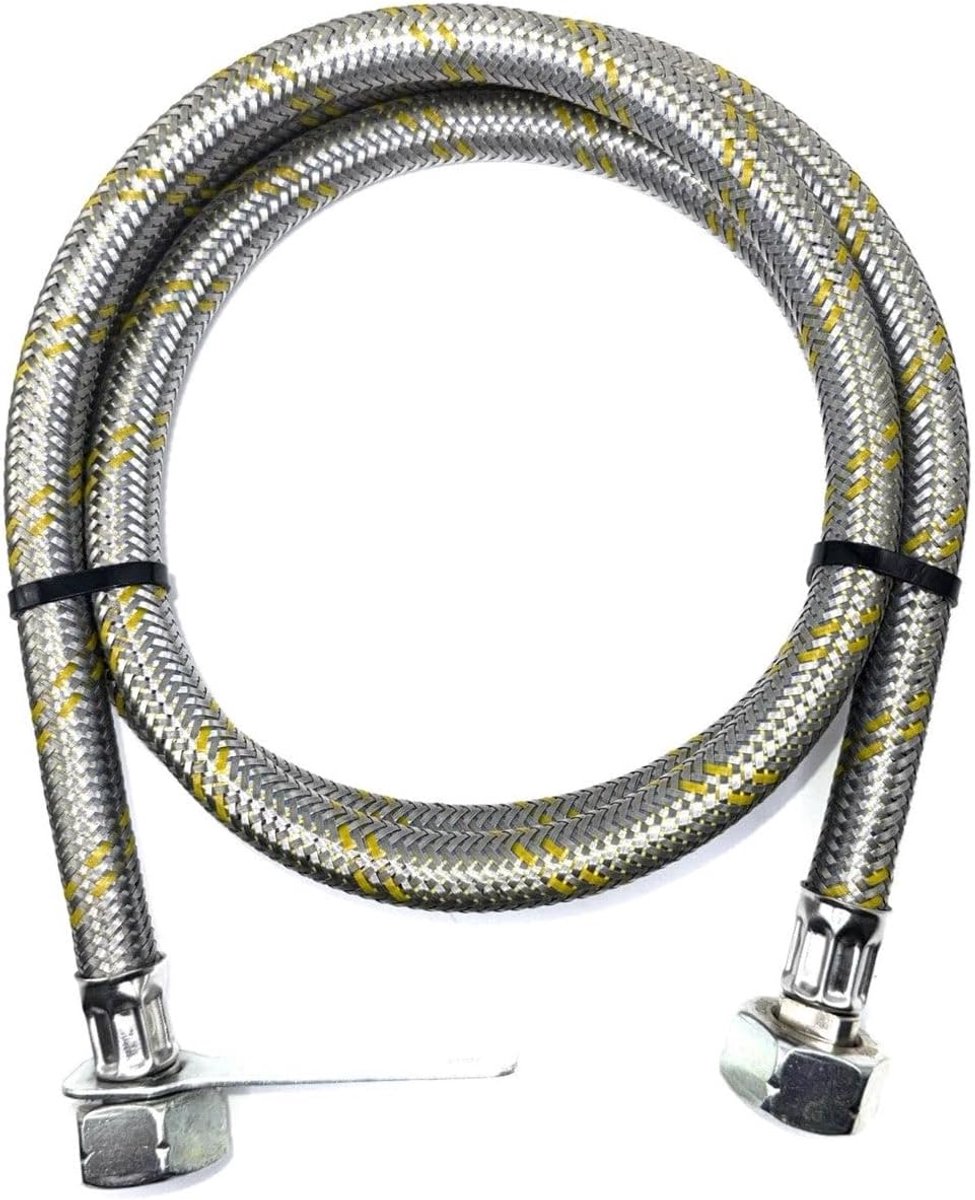 Gas slang 1,5m - roestvrij staal - stevige tweewegverbinding - ideaal voor caravan en barbecue - ShopVlot