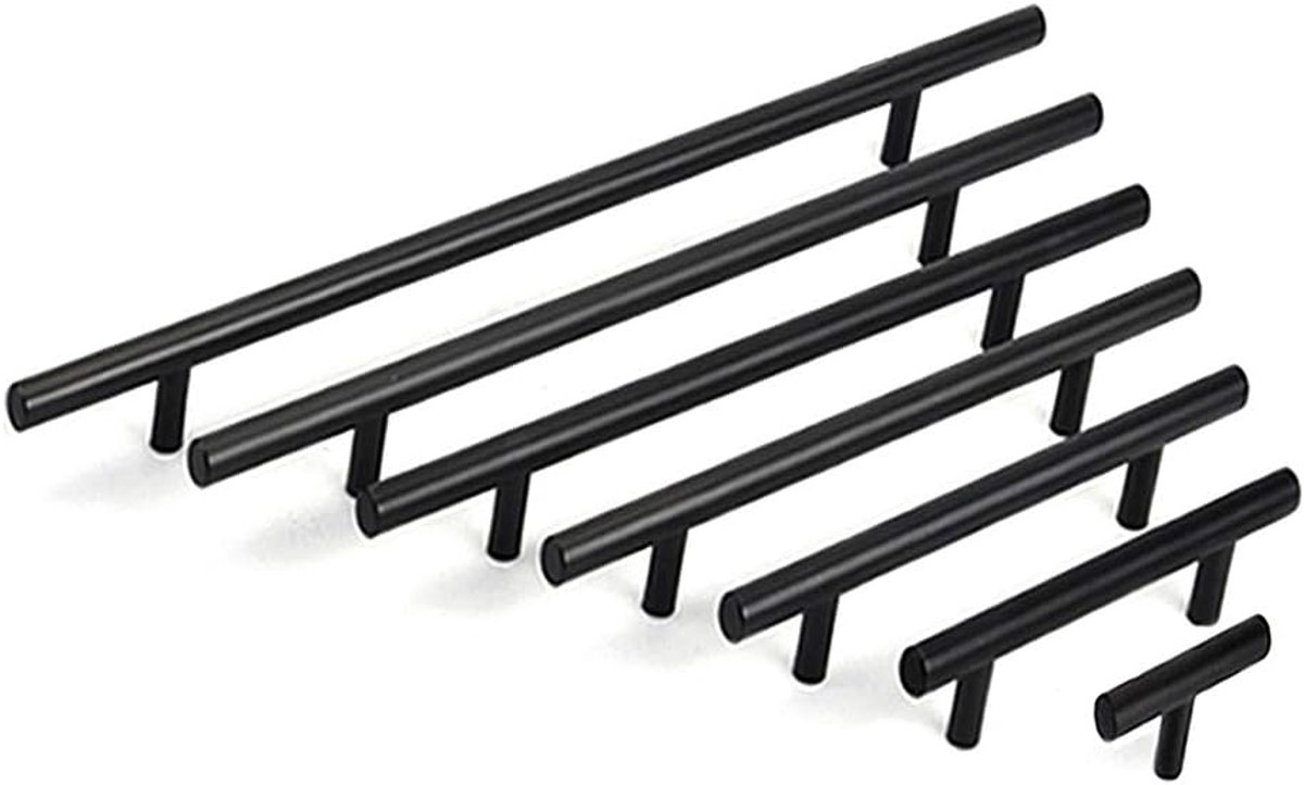 Schuifladenknop 224mm - Roestvrij staal T-balk - Zwart - Modern design voor meubels - ShopVlot
