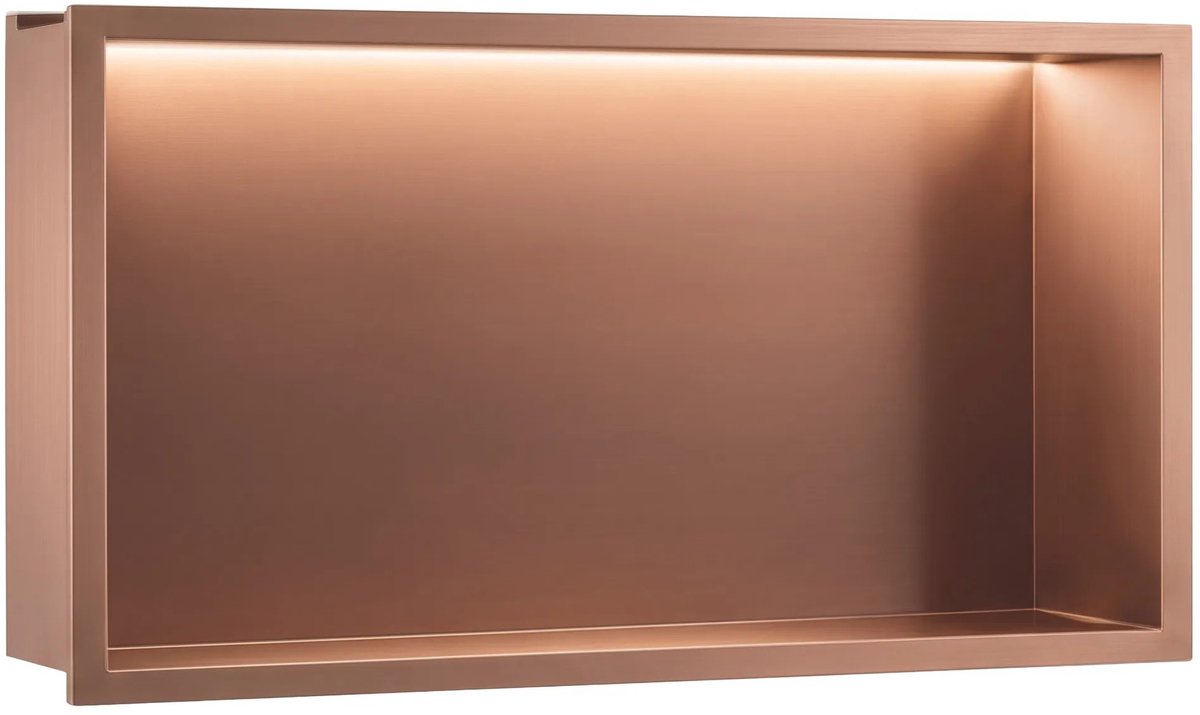 Rea - Inbouw Badkamerplank Led 30x60 Brush Copper - 10 x 48 x 33 cm