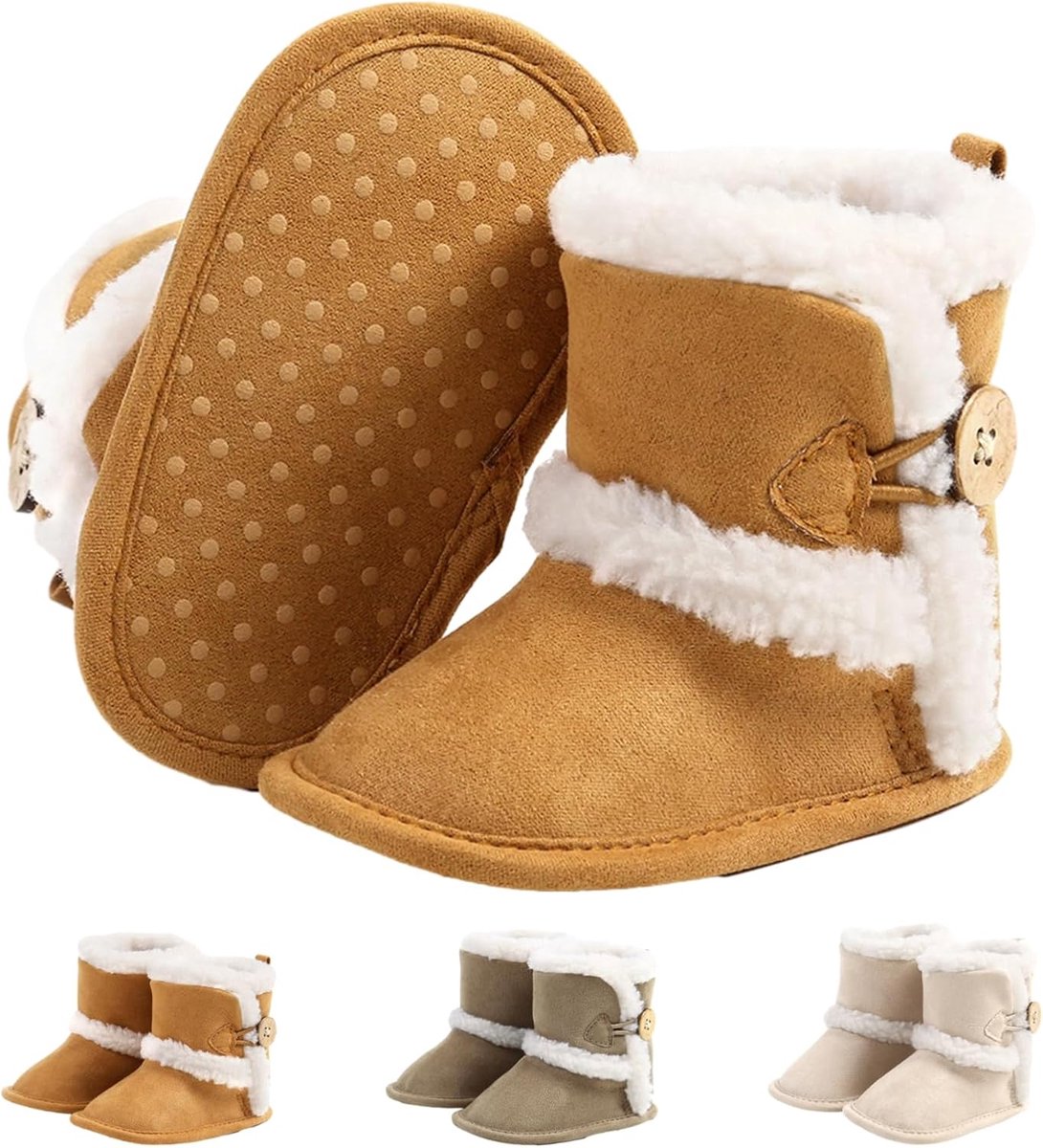 Sneeuwlaarzen voor baby's 0-18 maanden - Bruin - Zacht onder - Antislip en warm - ShopVlot