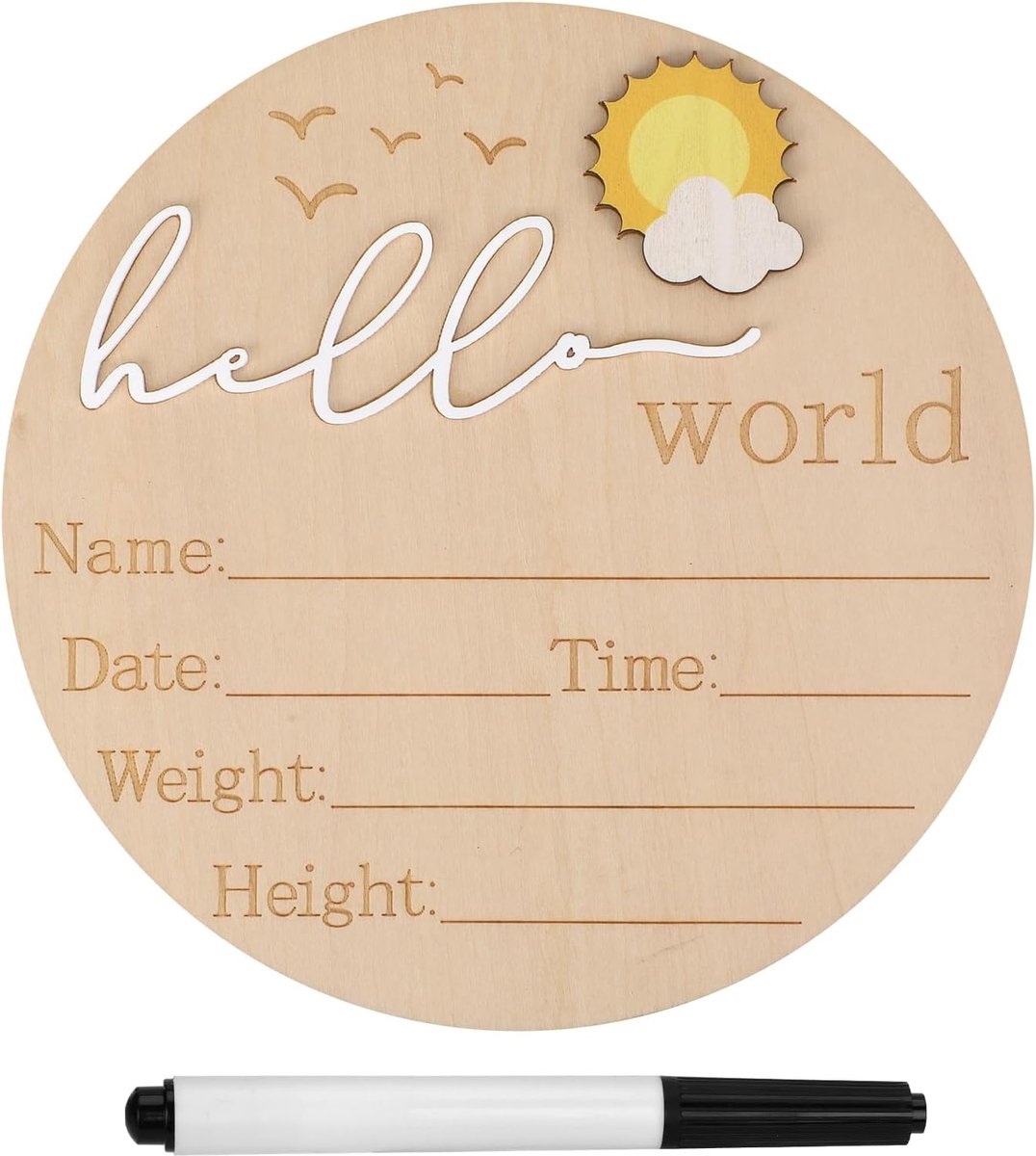 Baby aankondigingsbord - Houten geboorte bord - Welkom baby naam plaquette - Perfect voor fotoshoot - ShopVlot