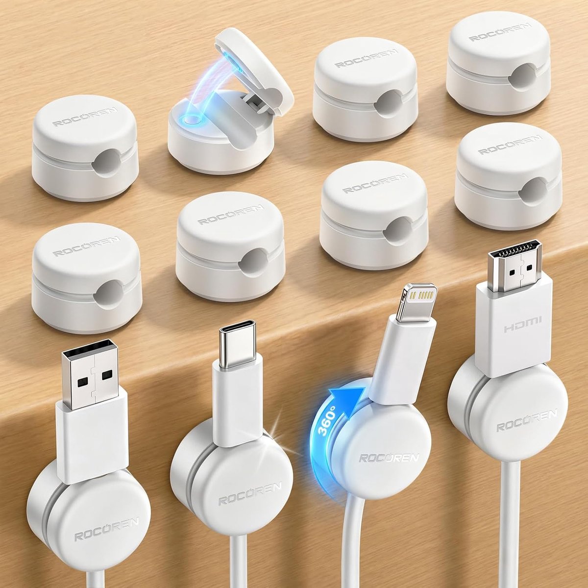 Magnetische clips set 12-delig - 360° draaibaar - zonder lijmresten - ideaal voor bureau en muur - ShopVlot
