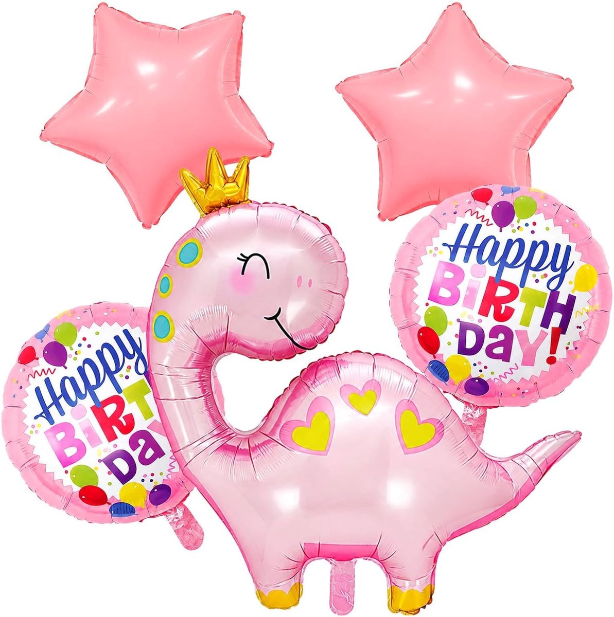 Dinosaurusballonnen XXL - Folie - Roze dino's - Verjaardagsdecoratie voor meisjes - ShopVlot