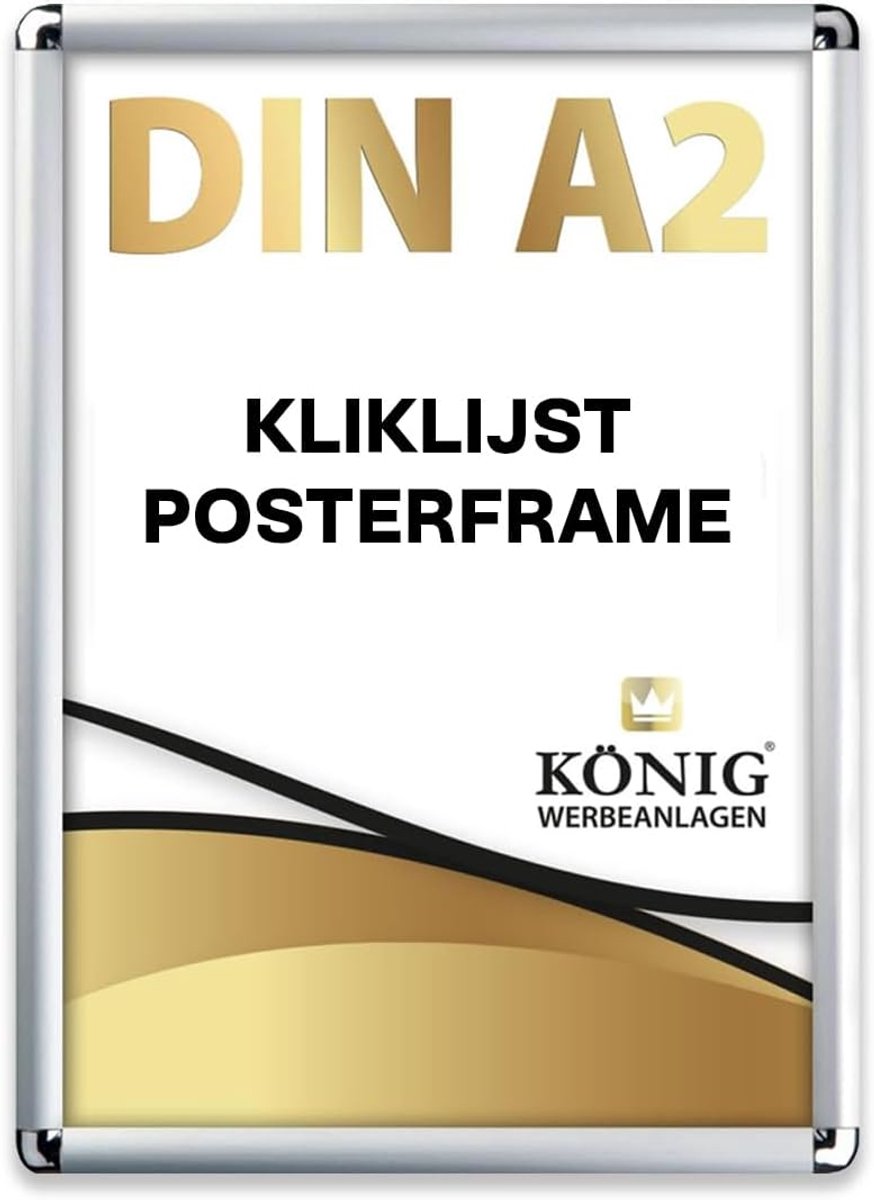 Posterlijst DIN A2 - Aluminium profiel 25 mm - Rondingen - Inclusief beschermglas - ShopVlot