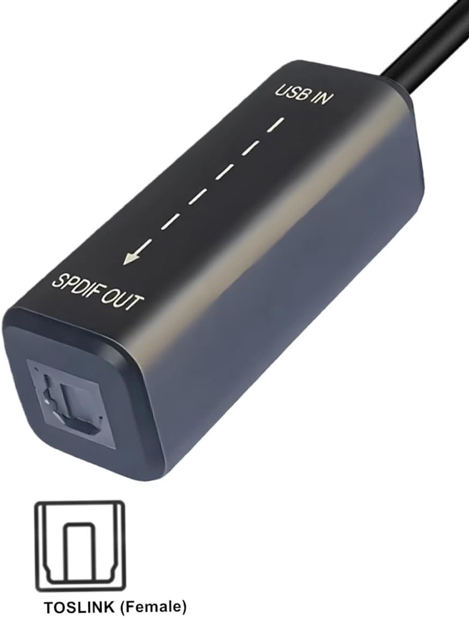 USB naar TosLink SPDIF Adapter Kabel - USB 2.0 Mannelijk naar TosLink Vrouwelijk - Stereo Audio Signaal - ShopVlot