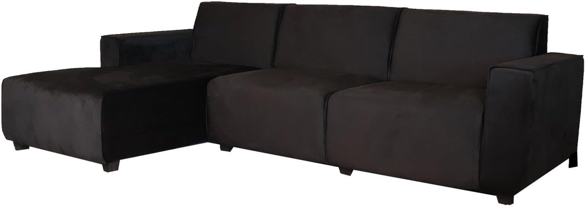 Hoekbank design Riley 270 cm - zwarte velvet lounge - links - eenvoudig te monteren - ShopVlot