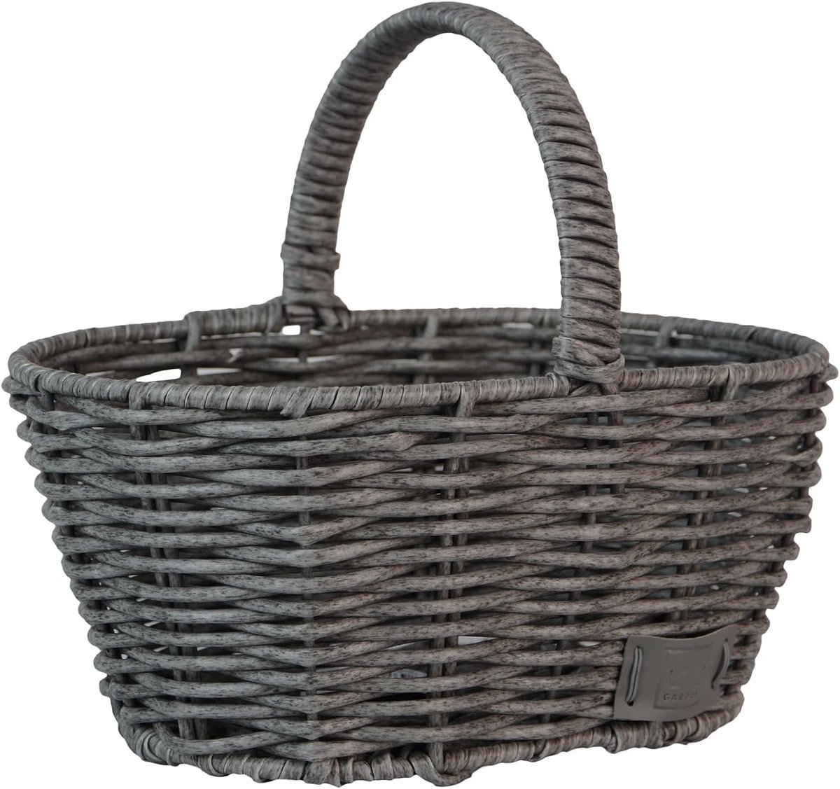 Winkelmandje klein grijs - plastic oval - met handvat - ideaal voor boodschappen - ShopVlot