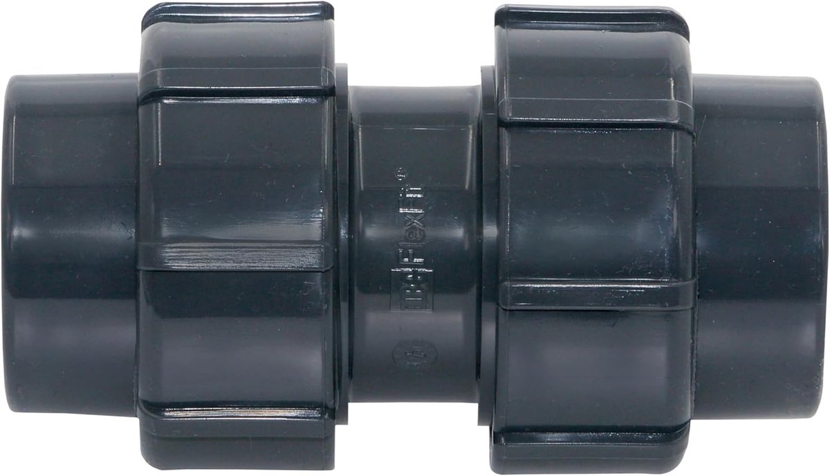 PVC flexibele slangkoppeling 50 mm - dubbel schroefverbinding - grijs PVC-U - ideaal voor zwembad en irrigatie - ShopVlot