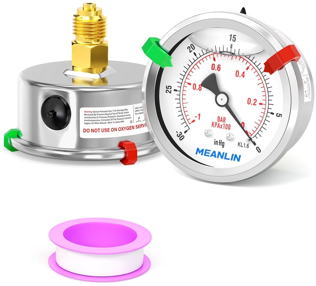 Vacuum drukmeter - 1/4" BSP - roestvrij staal - achtermontage - voor nauwkeurige metingen - ShopVlot