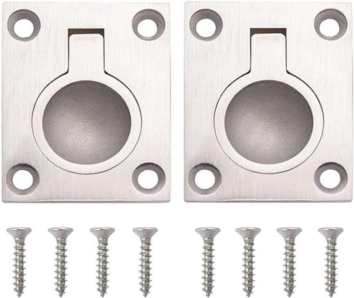 Set van 2 flush ring pull handvatten van 40 x 50 mm in duurzaam materiaal, ideaal voor meubels en kasten met een strakke afwerking