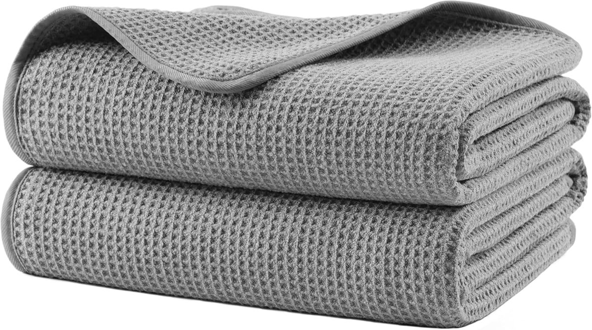 Badhanddoek microvezel 152,4 x 76,2 cm - sneldrogend - wafelpatroon - zacht voor de huid - ShopVlot