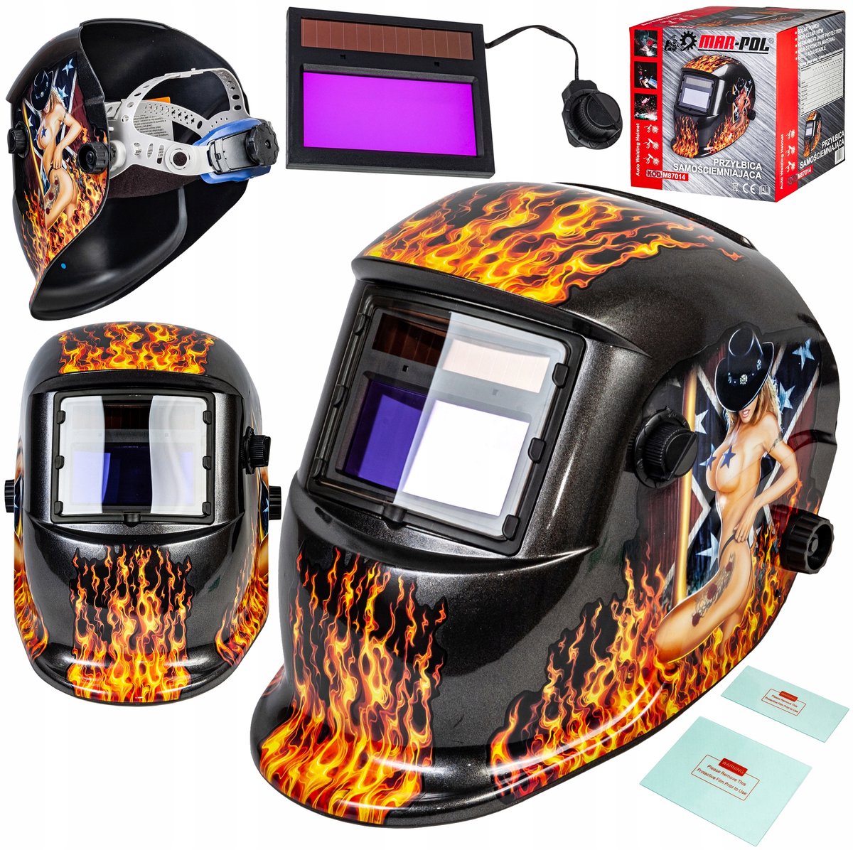 Merkloos Zelfdonkere laserhelm met automatische filters en breed gezichtsveld
