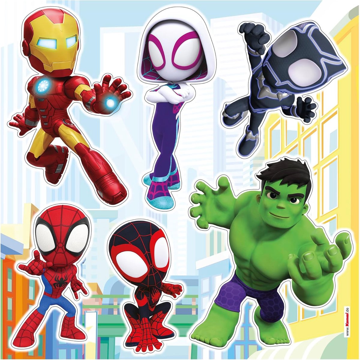 And His Amazing Friends on Adventures - muurstickers, muurstickers, Marvel - afmetingen 33 x 33 cm - zelfklevend