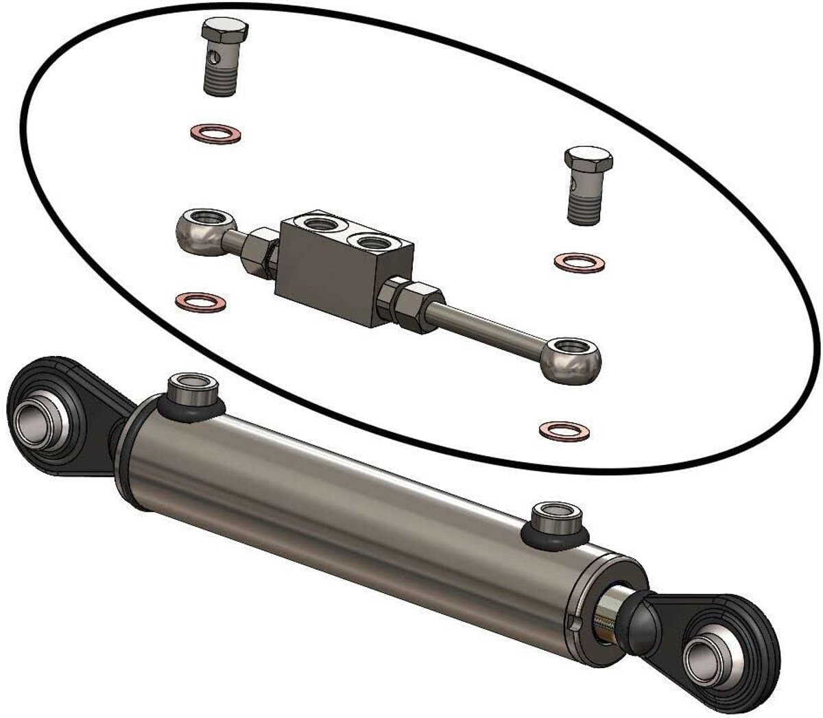 Hydraulische gestuurde terugslagklep 3/8"" - gegalvaniseerd staal - max. druk 300 bar - SnelShoppen