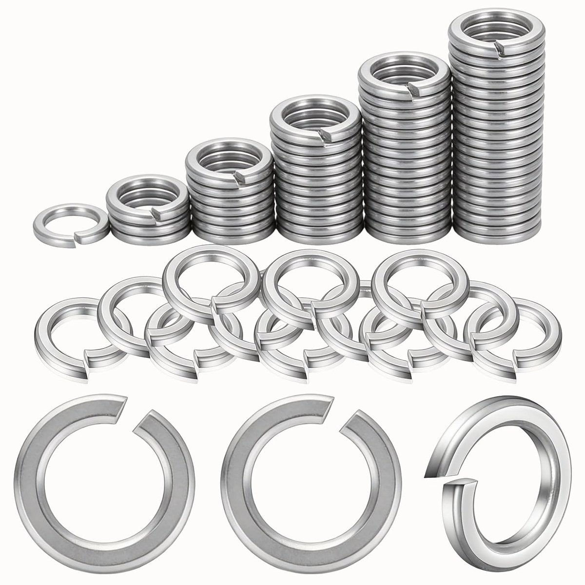 100 Stuks M8 Veerringen Set, RVS 304 Veerringen M8, Spiraalveerringen Voor Mechanische Toepassingen en Huishoudelijk Gebruik